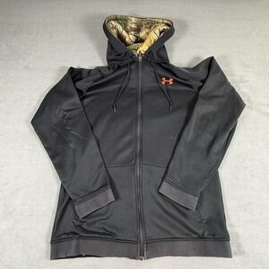 Under Armour Storm Realtree Camo Hoodie Sweatshirt Men's M Black Zip Up Coldgear
